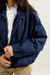 Jean bleu, Blouson Zippé Oversize Denim Brut - Vue 6 - Place du Jour