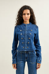 Jean bleu, Veste Napoléon Denim Officier - Vue 1 - Place du Jour