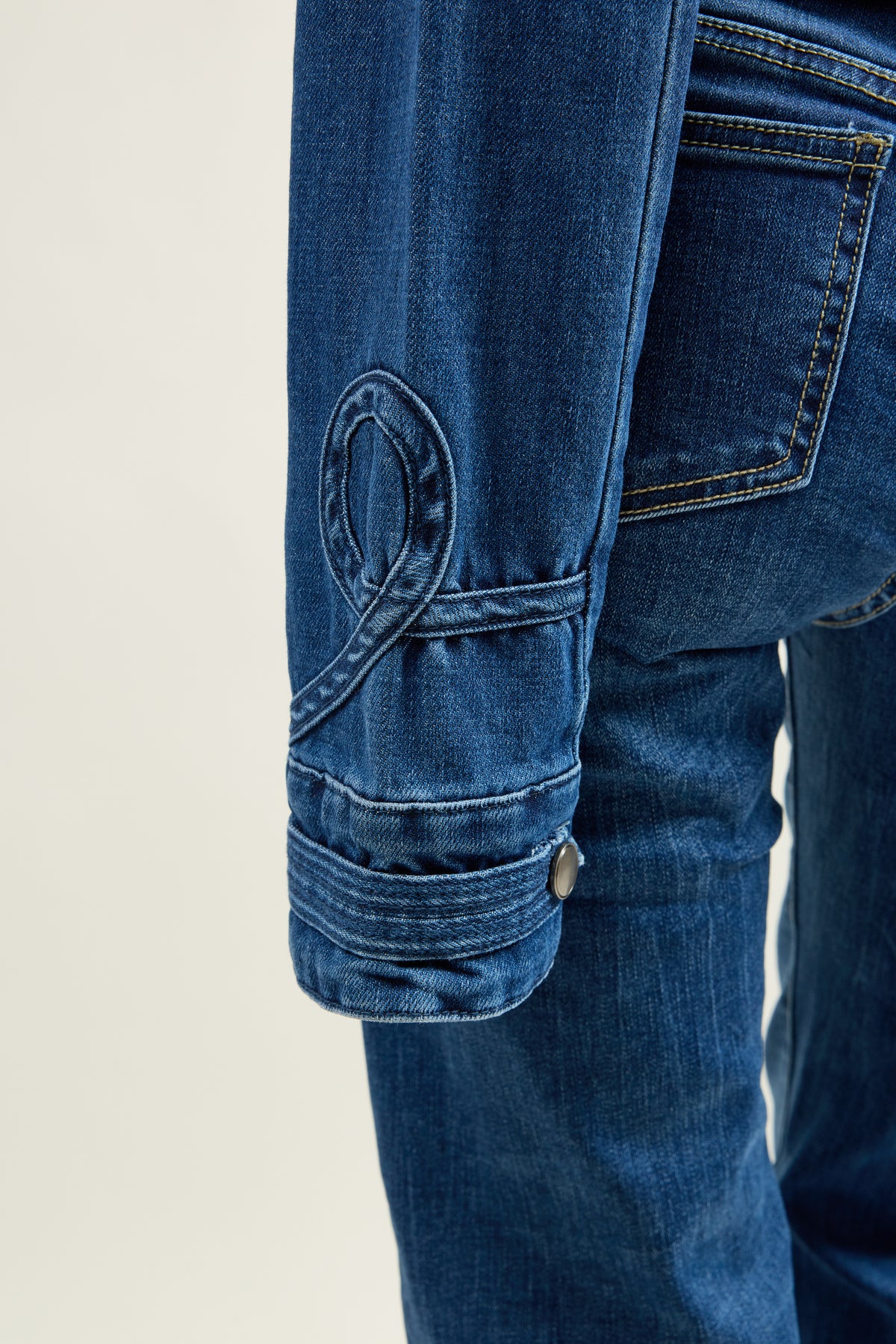 Jean bleu, Veste Napoléon Denim Officier - Vue 10 - Place du Jour