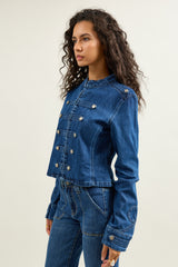 Jean bleu, Veste Napoléon Denim Officier - Vue 2 - Place du Jour