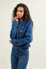 Jean bleu, Veste Napoléon Denim Officier - Vue 3 - Place du Jour