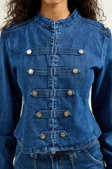 Jean bleu, Veste Napoléon Denim Officier - Vue 4 - Place du Jour