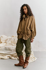 Taupe, Blouson Oversize Velours Broderie Anglaise - Vue 3 - Place du Jour