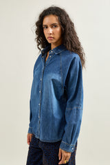 Jean bleu, Chemise en Jean Oversize - Vue 6 - Place du Jour