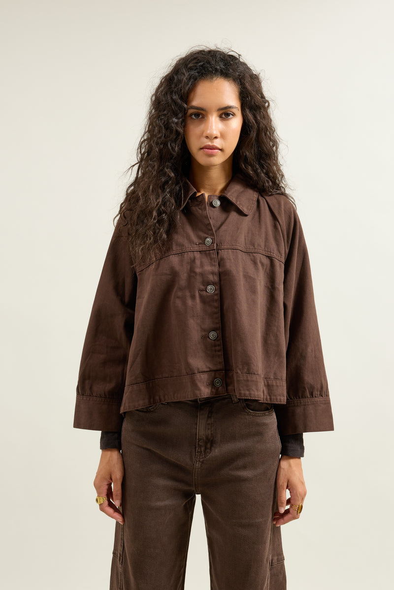 Veste Courte Boutonnée Col Chemise