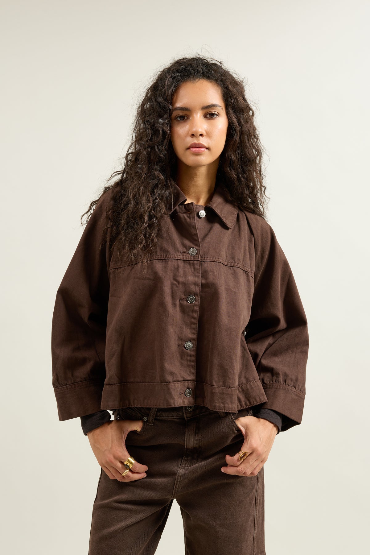 Choco, Veste Courte Boutonnée Col Chemise - Vue 2 - Place du Jour