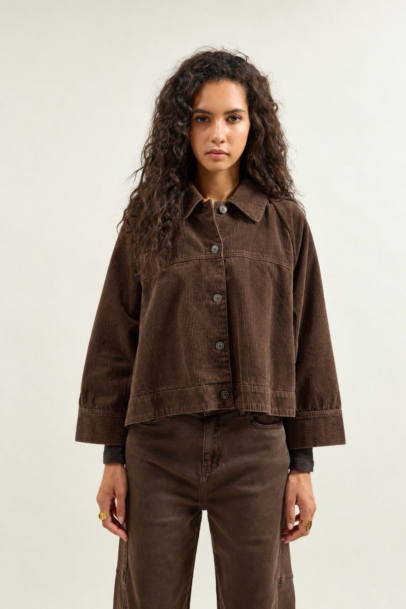 Veste Courte Velours Côtelé Choco