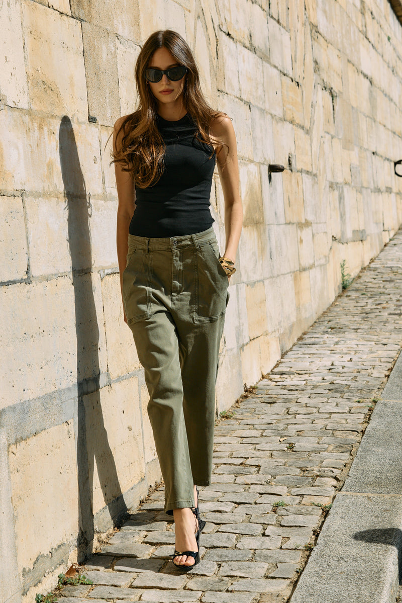 Jeanne harem pants in straight cut blue denim