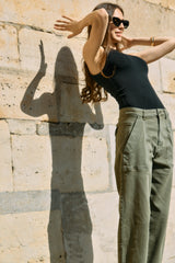 Kaki fonce, Jean Jeanne Sarouel Bleu Femme - Place du Jour