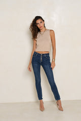 Jean bleu fonce,Pantalon Bella couleurs boyfriend - Pantalon femme - Place du jour