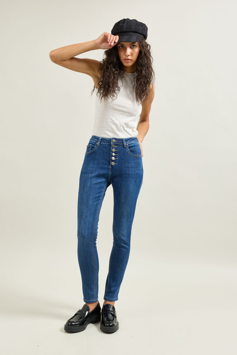 Boyfriend Pants with Silver Fancy Buttons