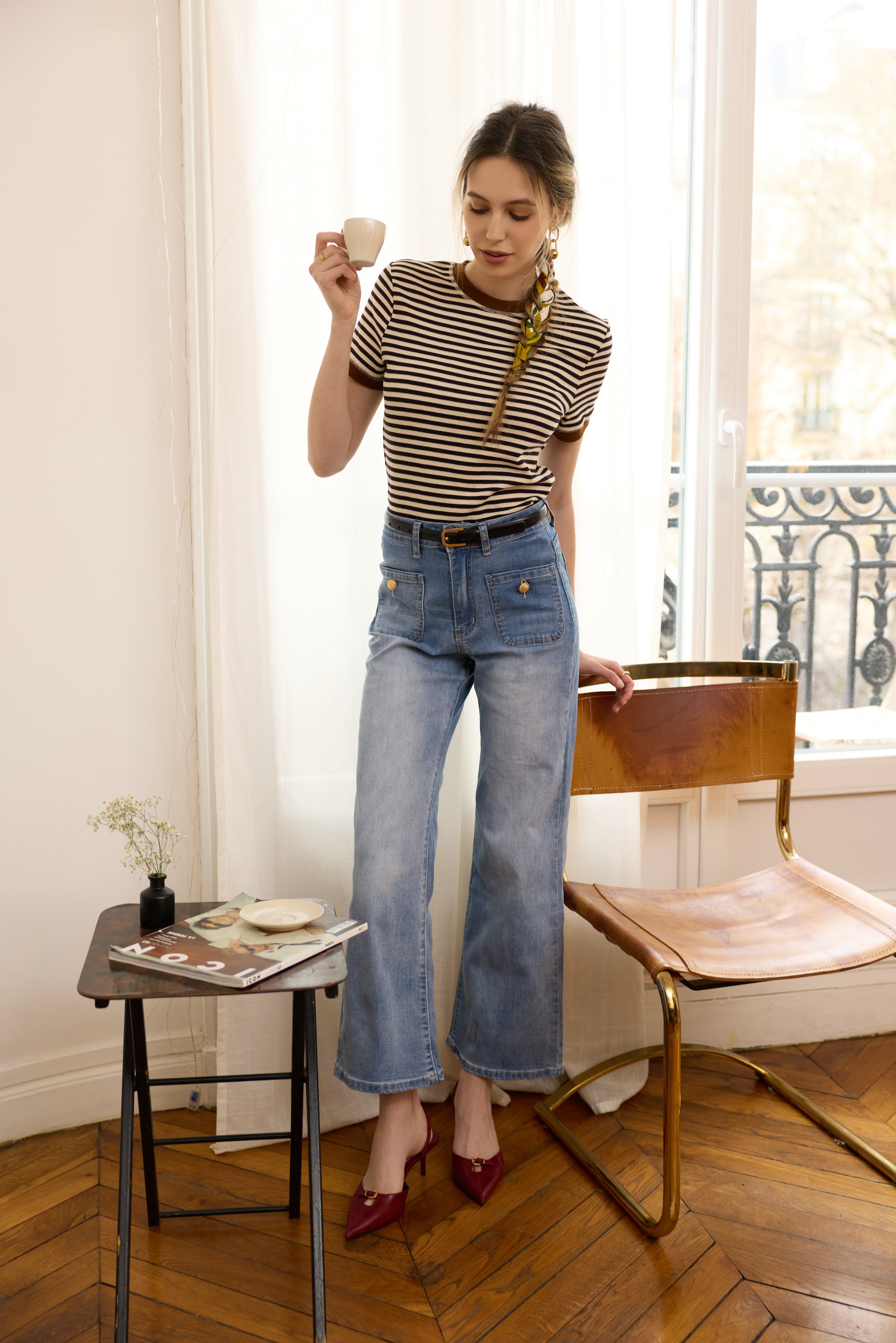 Jean bleu clair,Elia Coupe évasée poche plaquée - Jean femme - Place du jour