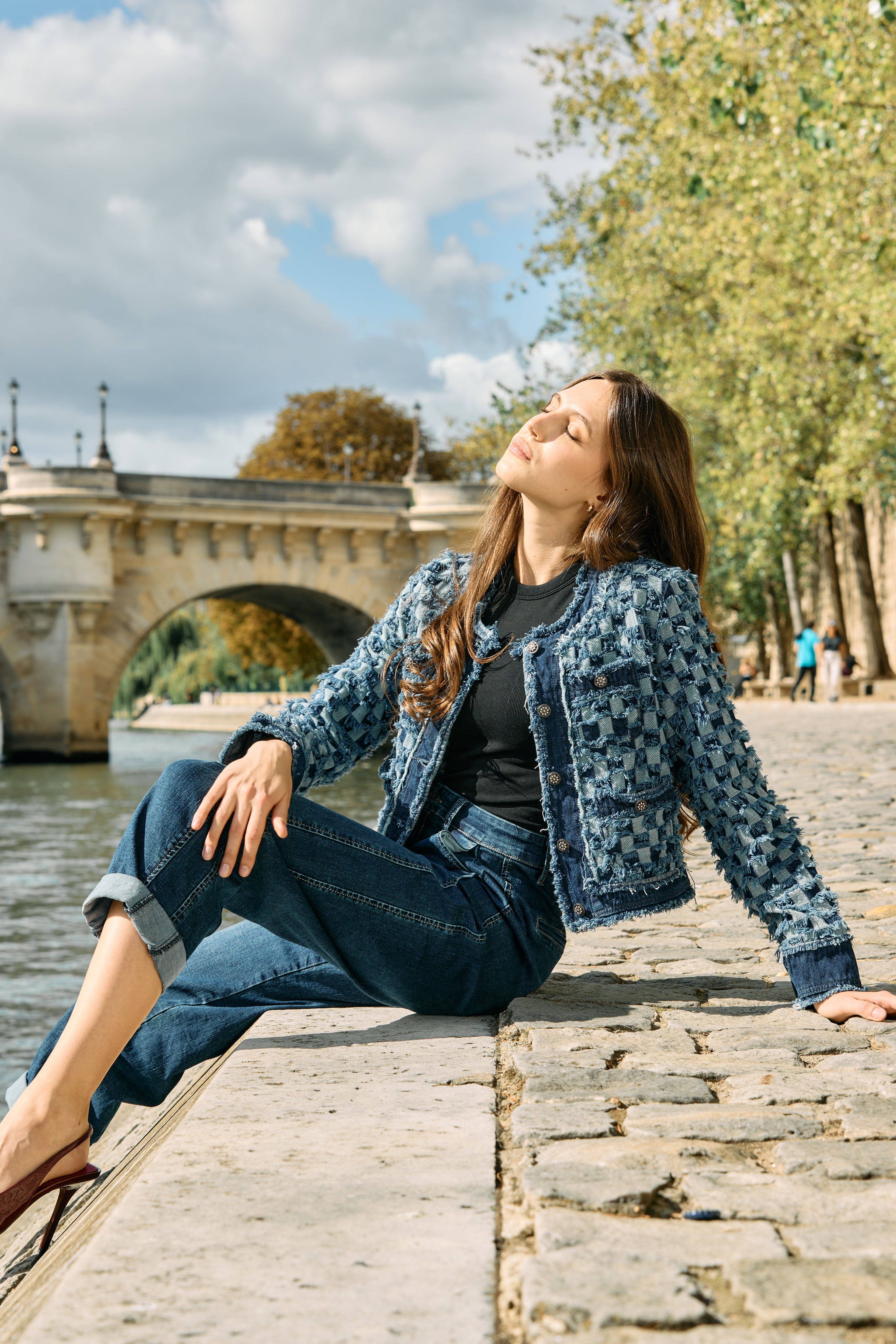 Jean bleu fonce,Pantalon chino coupe ballon - Pantalon femme - Place du jour