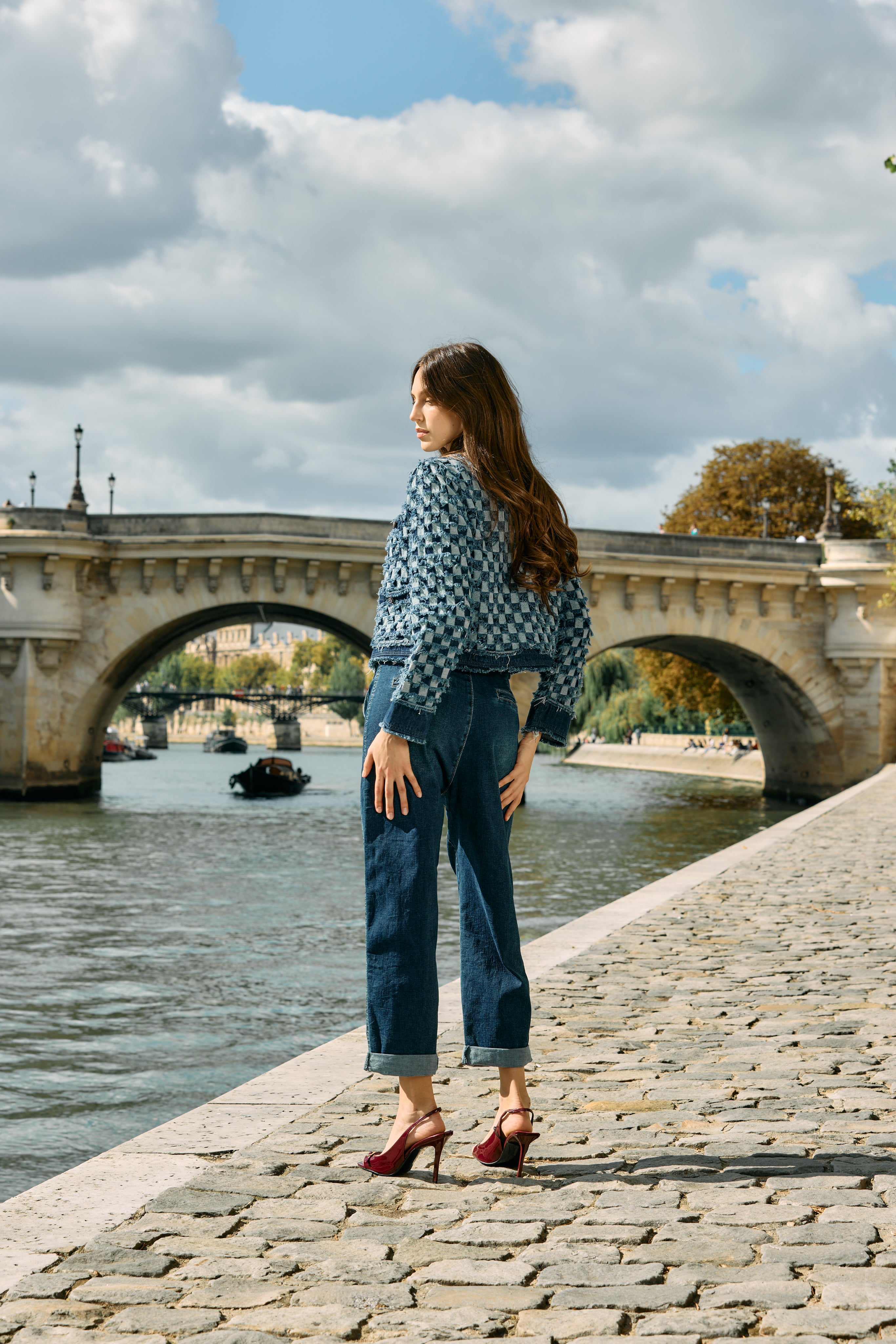 Jean bleu fonce,Pantalon chino coupe ballon - Pantalon femme - Place du jour