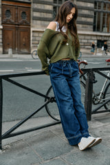 Jean bleu,Jean droit large Capucine - Jean femme - Place du jour