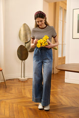 Jean bleu,Jean droit large Capucine - Jean femme - Place du jour