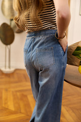 Jean bleu,Jean droit large Capucine - Jean femme - Place du jour