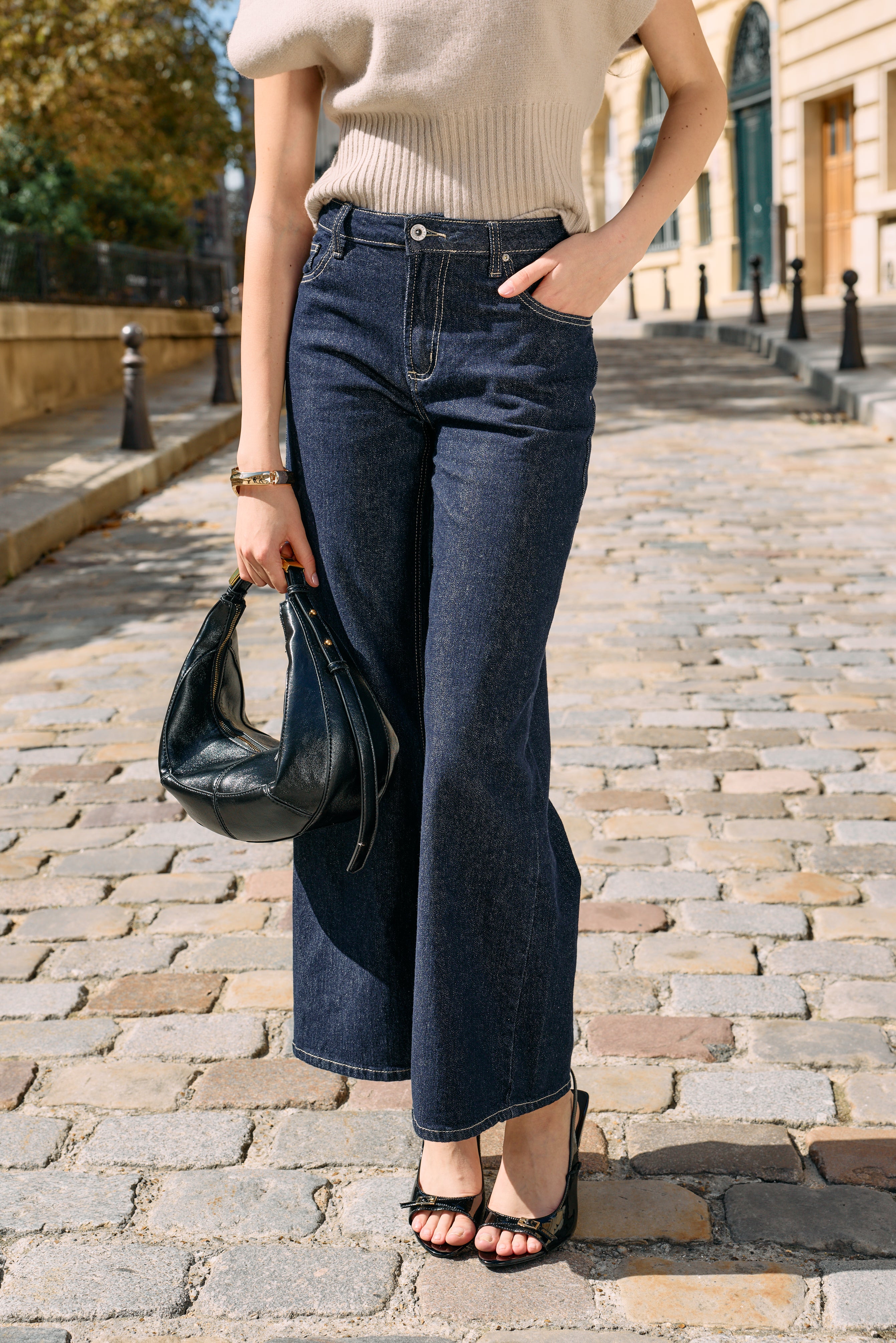 Jean brut, Jean brillant évasé - Jean femme - Place du jour