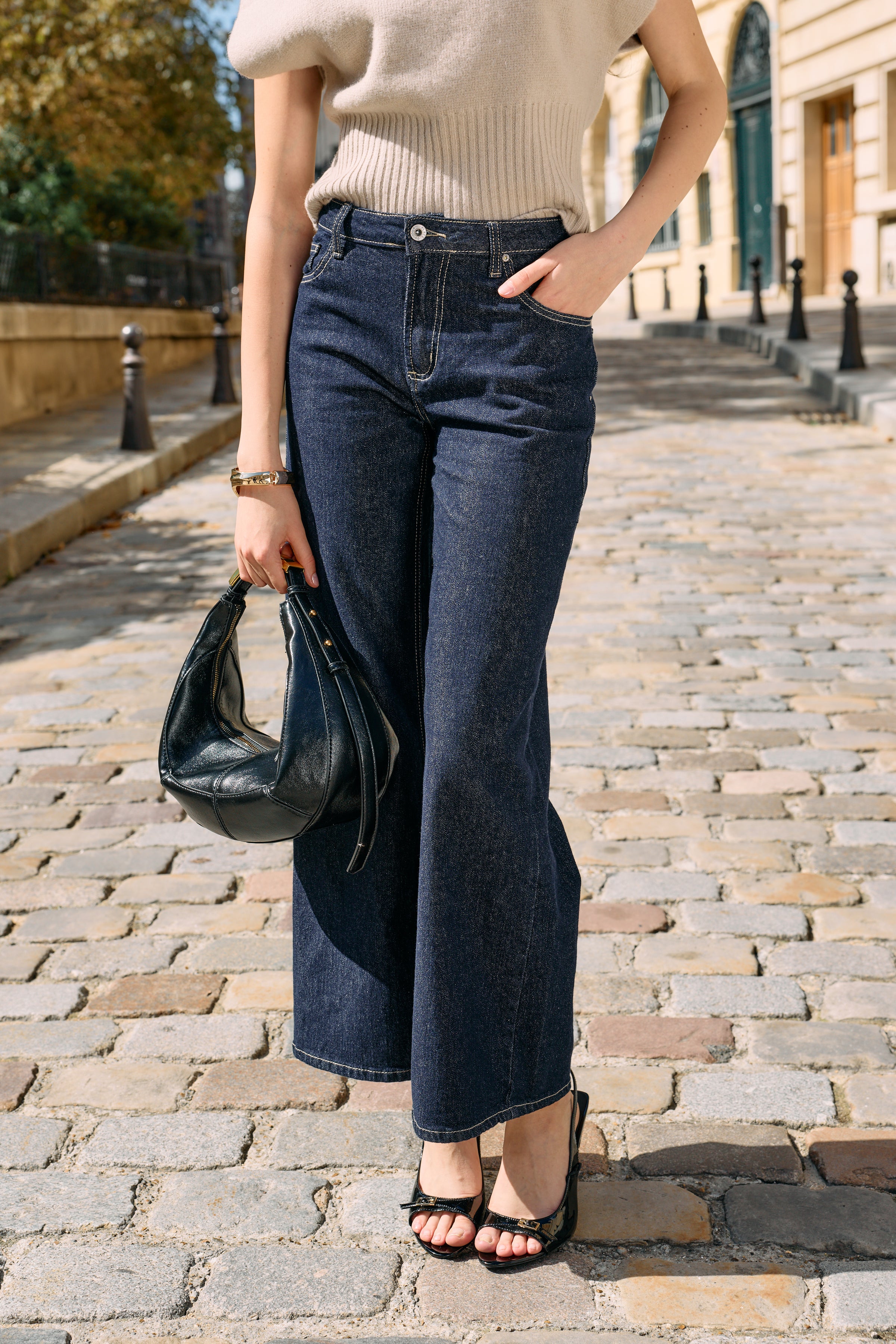 Jean brut, Jean brillant évasé - Jean femme - Place du jour
