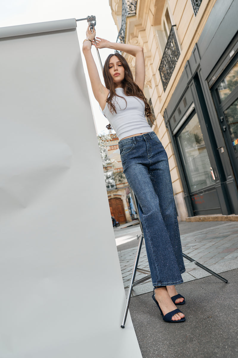 Jean Droit Avec Strasses