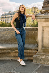 Jean bleu, Jean ballon pinces taille haute - Jean femme - Place du jour