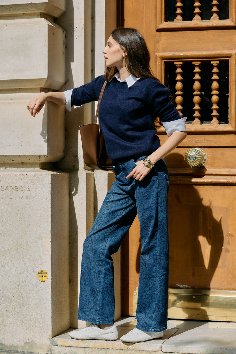 Jean Coupe Droite Imprimé Paisley