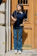 Jean bleu, Jean imprimé paisley coupe droite - Jean femme - Place du jour