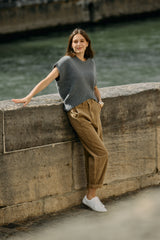 Taupe,Pantalon ballon velours Élise - Pantalon femme - Place du jour