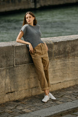 Taupe,Pantalon ballon velours Élise - Pantalon femme - Place du jour