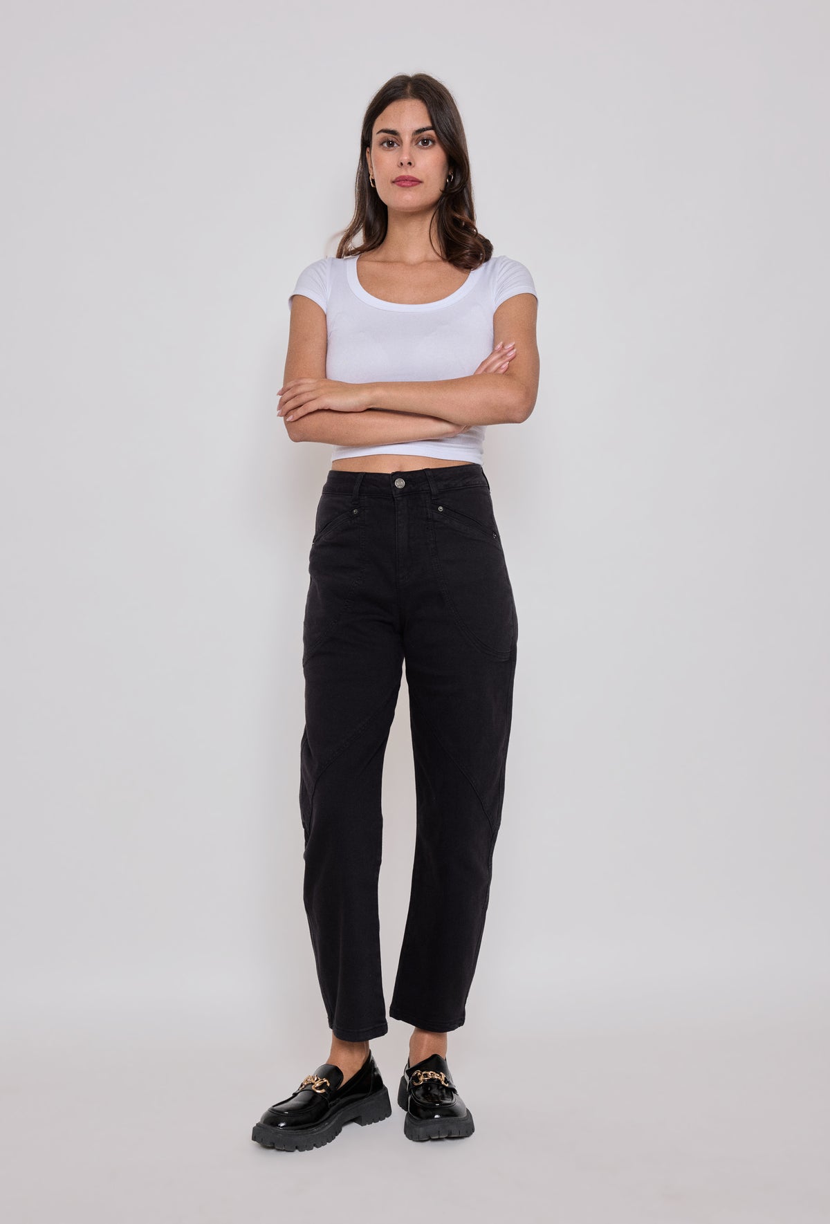 Noir, Pantalon ballon, moderne, tendance, Place du jour