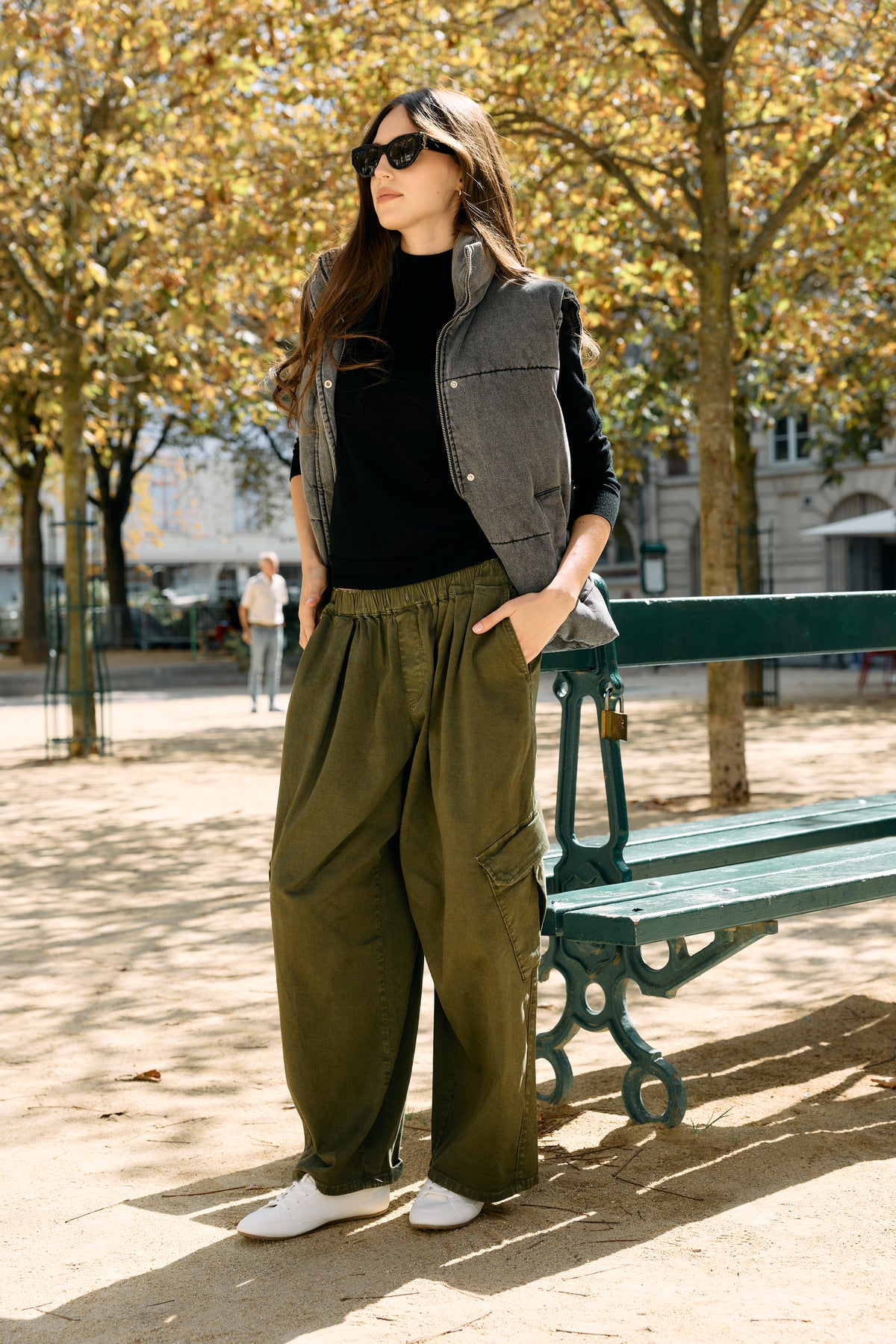 Kaki,Cargo large fluide Jade - Pantalon femme - Place du jour