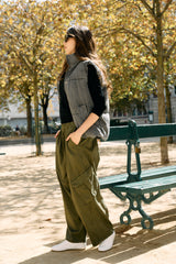 Kaki,Cargo large fluide Jade - Pantalon femme - Place du jour