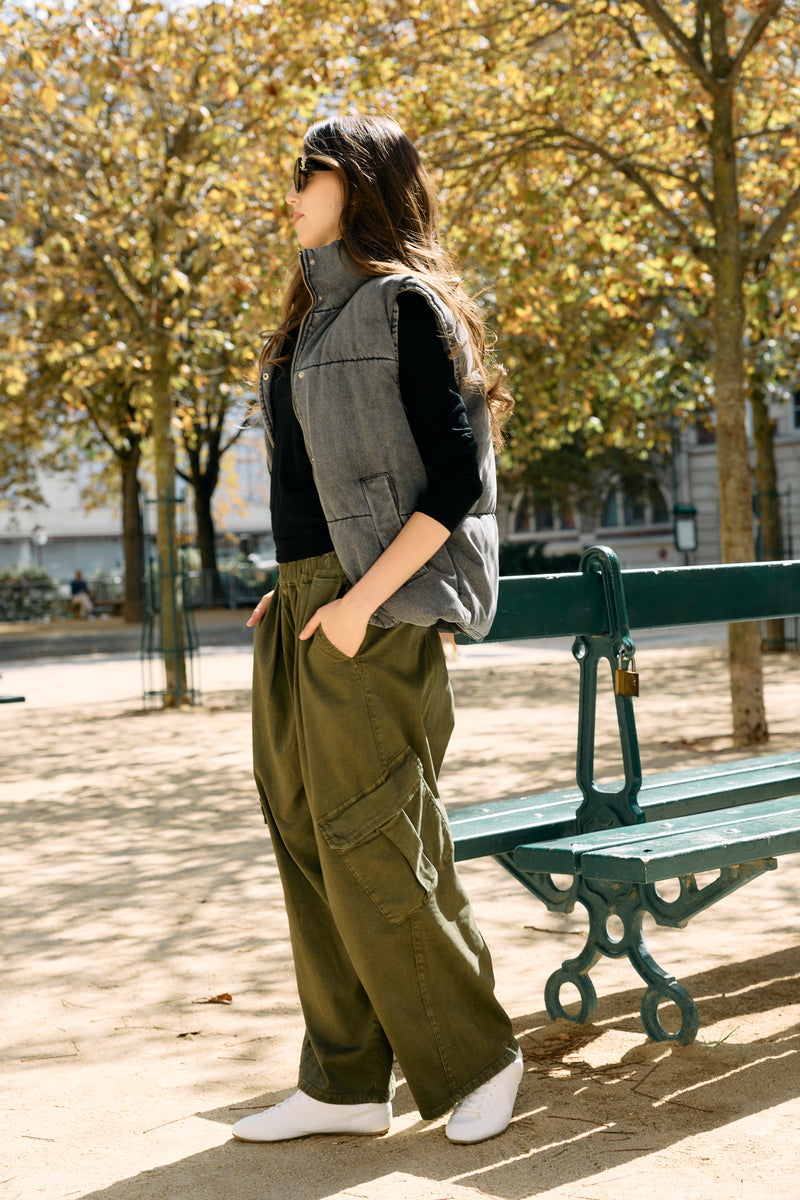 Cargo large fluide taille élastique