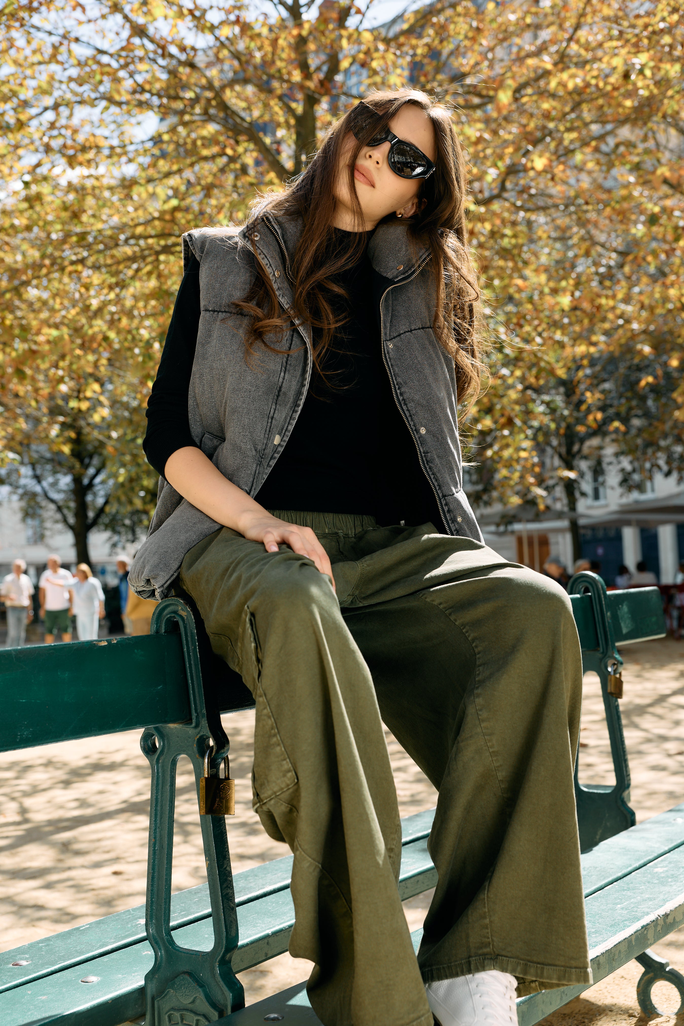 Kaki,Cargo large fluide Jade - Pantalon femme - Place du jour