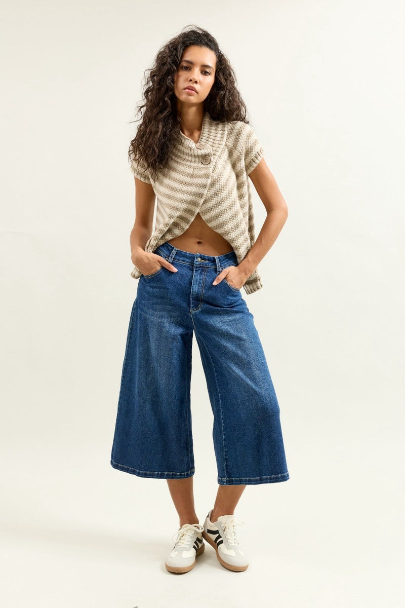 Jupe Culotte Taille Haute Ceinture Corde