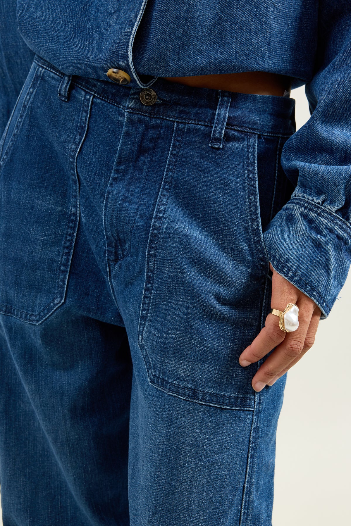 Jean bleu fonce, Pantalon Ballon Grande Poche - Vue 10 - Place du Jour