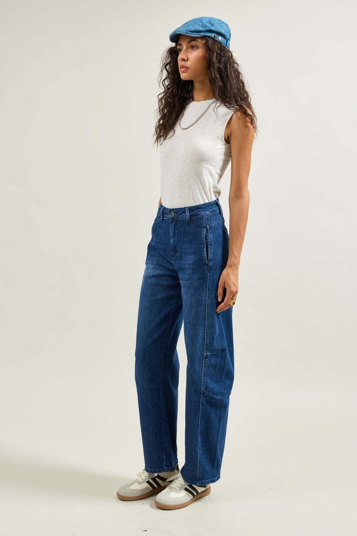 Jeans, Jean Ballon Taille Haute - Vue 1 - Place du Jour