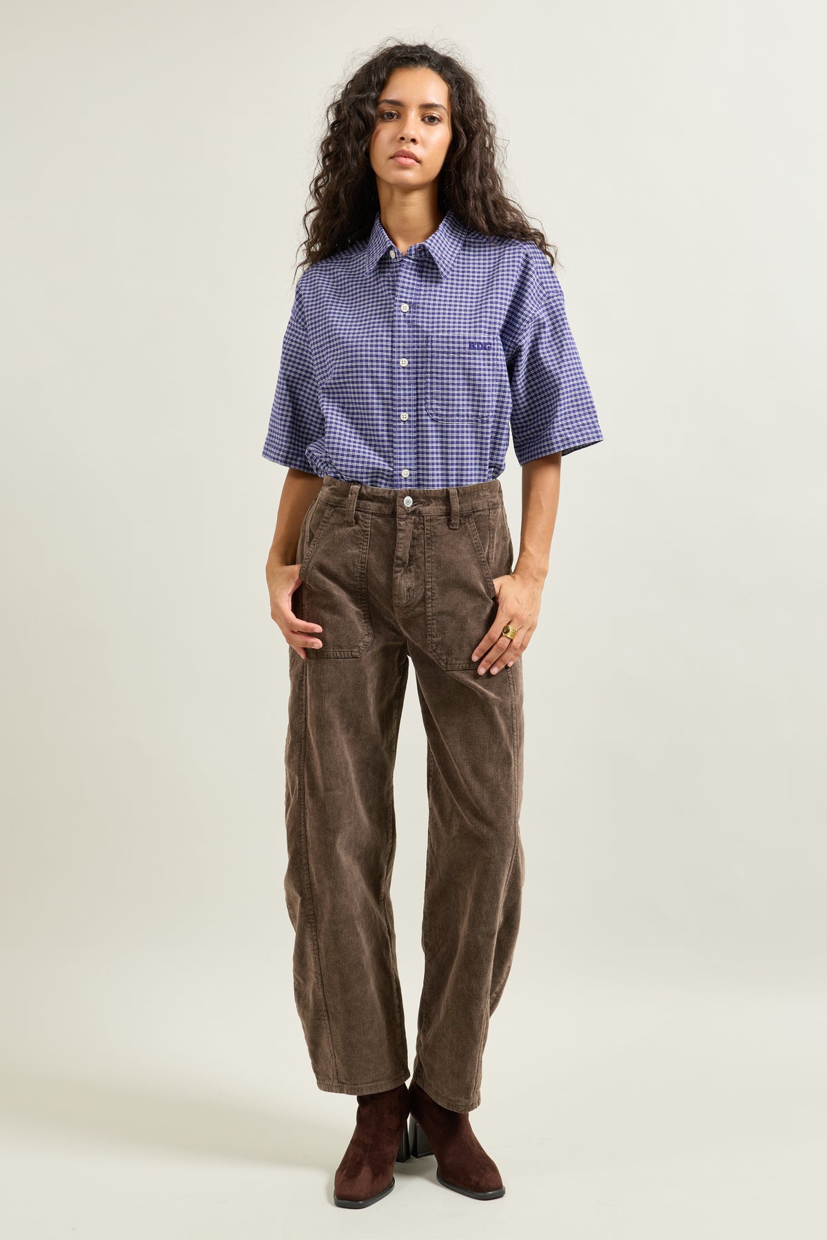 Choco, Pantalon Cargo Velours Côtelé - Vue 1 - Place du Jour