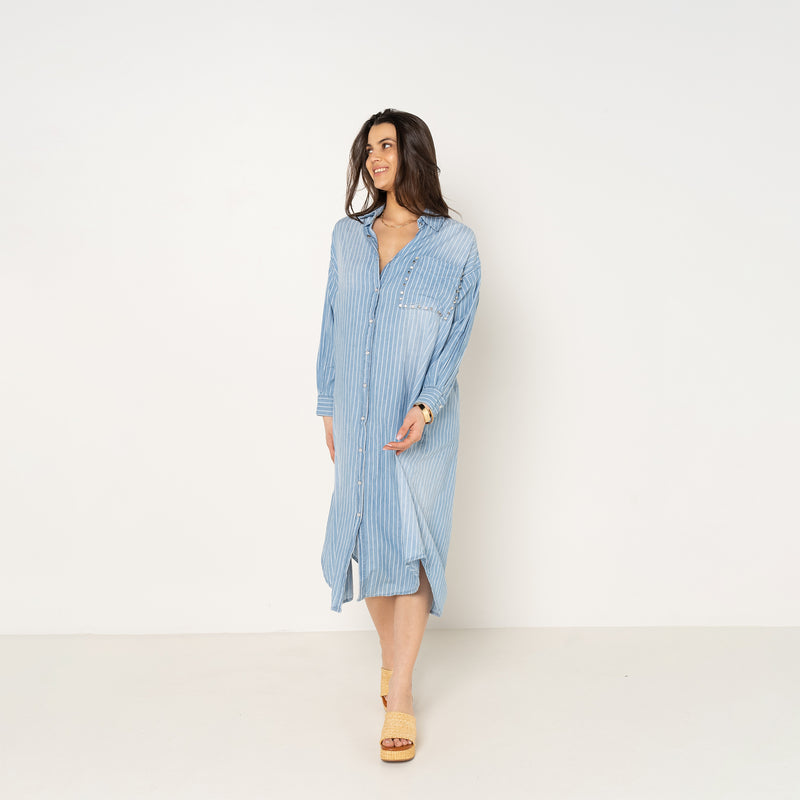 Chemise Longue Rayée Poche Bijoux