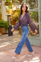 Jean bleu,Jean coupe droite Marino 8 boutons - Jean femme - Place du jour