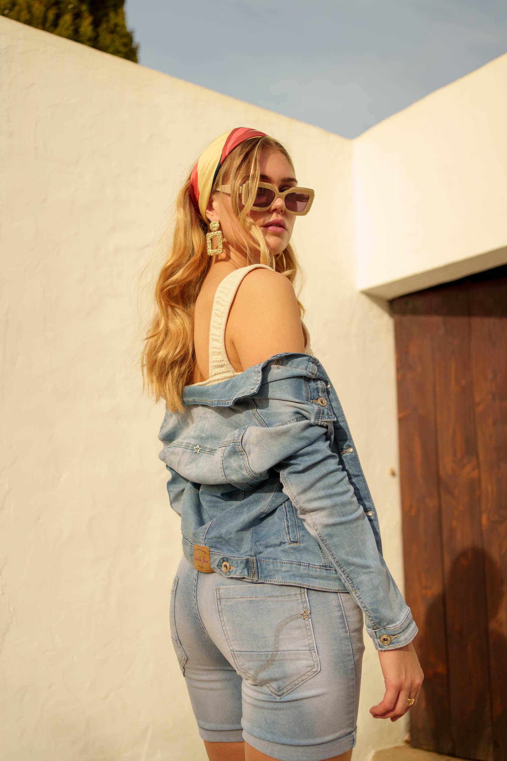 Jean bleu clair,Veste cintrée classique en jean - Veste Femme - Place du jour