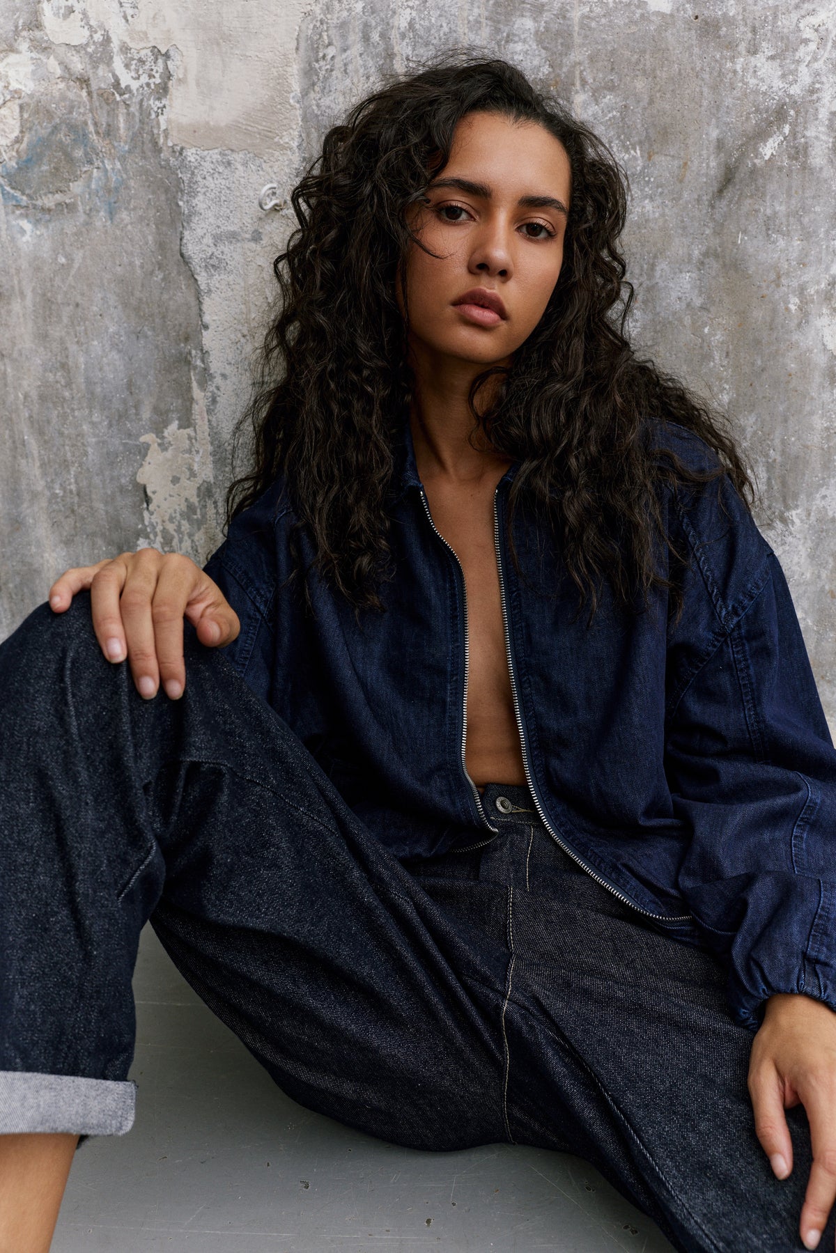 Jeans bleu, Veste Bomber - Vue 1 - Place du Jour