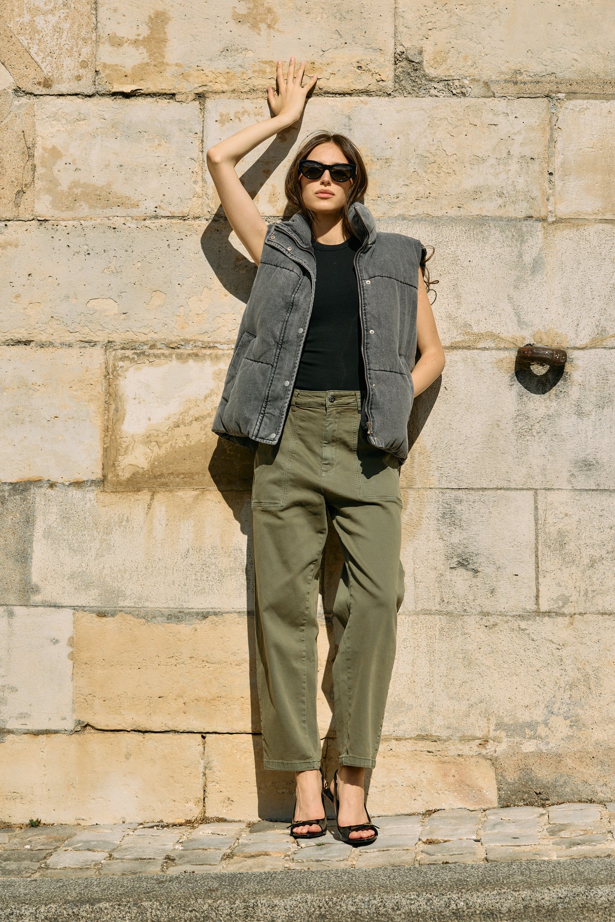 Jean noir,Doudoune sans manches effet jean - Doudoune femme - Place du jour