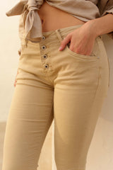 Beige,Bermuda Jenny de couleurs à boutons - Femme en Coton - Place du Jour