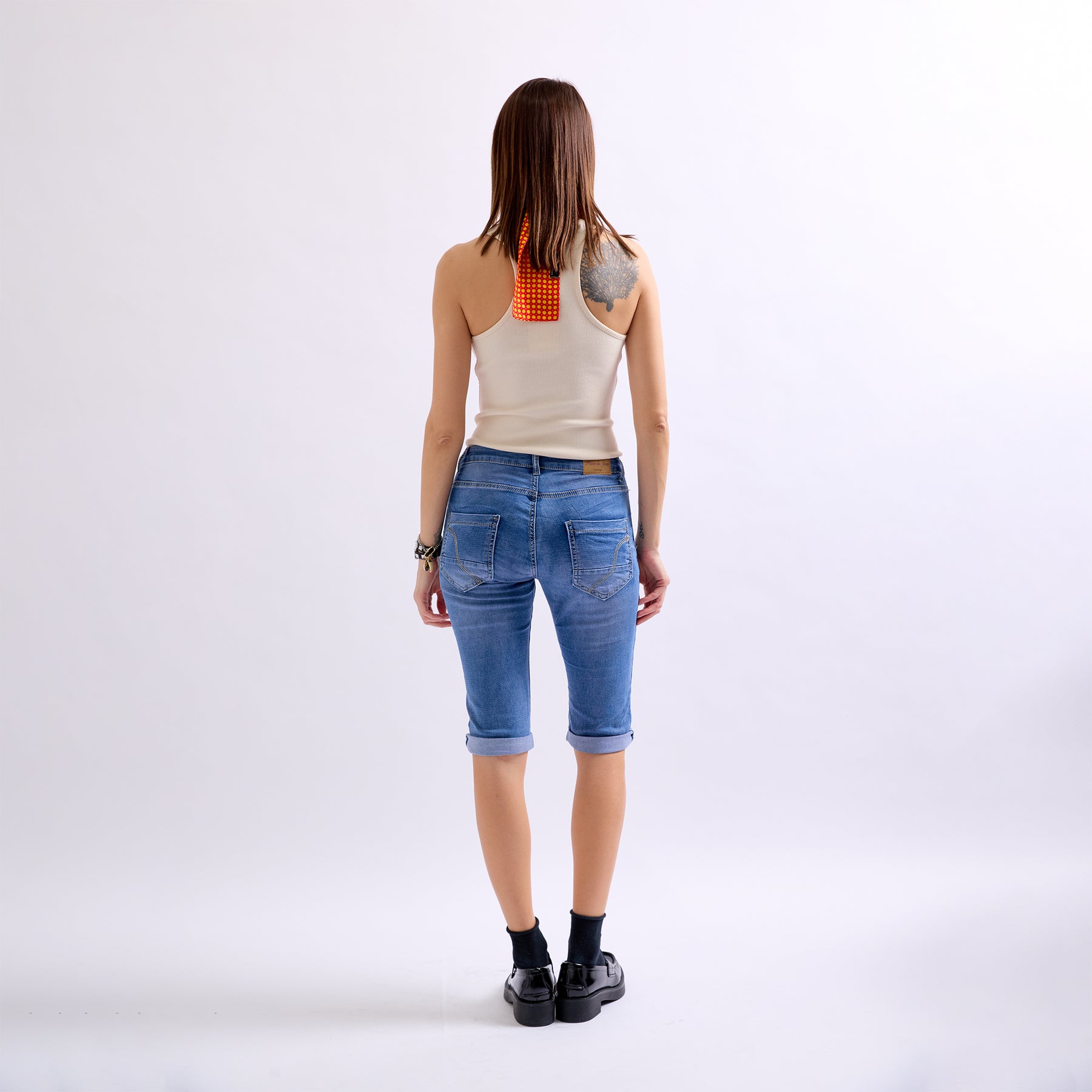 Jean bleu,Bermuda Jenny en joggjeans à boutons - Femme en Coton - Place du Jour