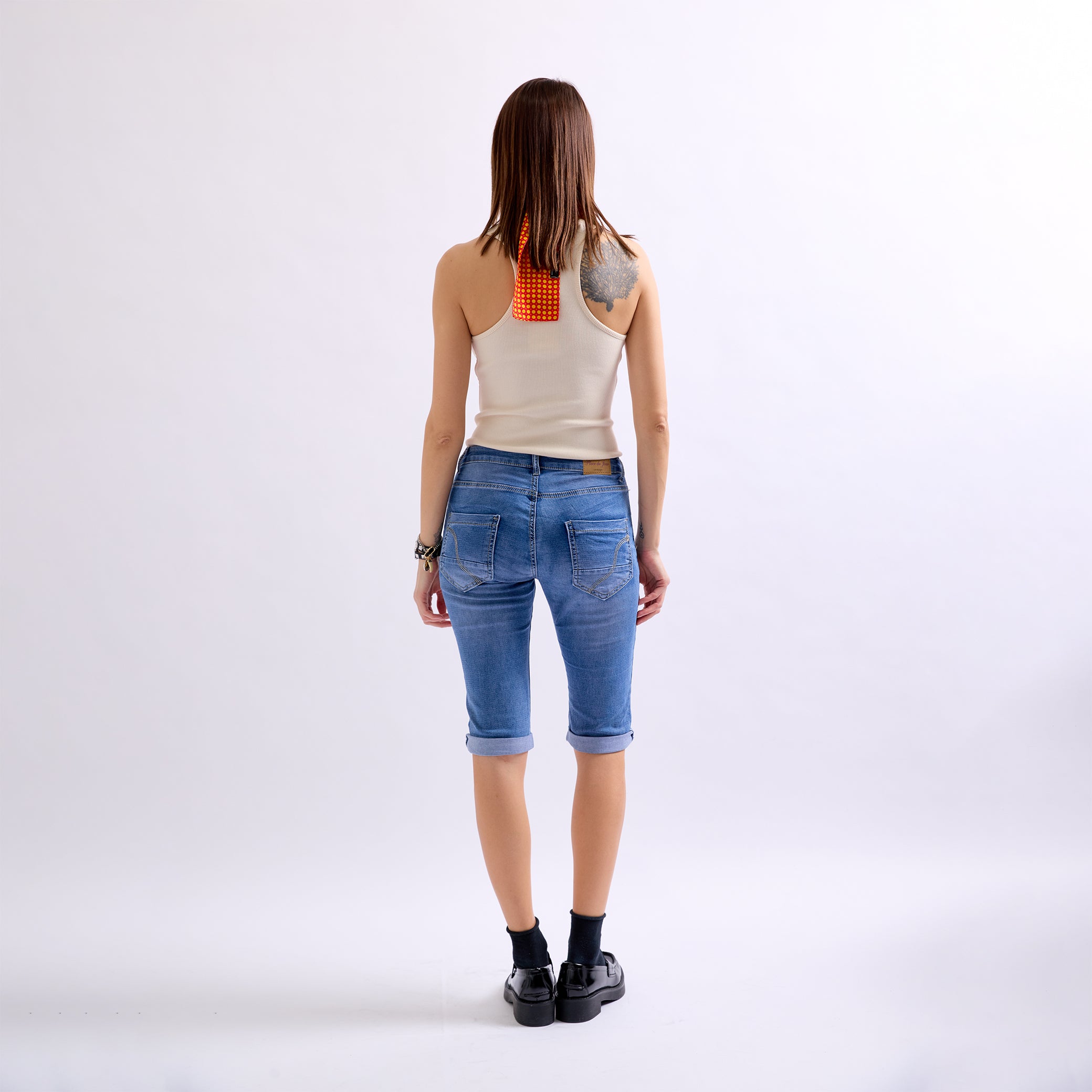 Jean bleu,Bermuda Jenny en joggjeans à boutons - Femme en Coton - Place du Jour