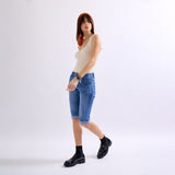 Jean bleu,Bermuda Jenny en joggjeans à boutons - Femme en Coton - Place du Jour