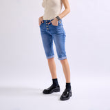 Jean bleu,Bermuda Jenny en joggjeans à boutons - Femme en Coton - Place du Jour