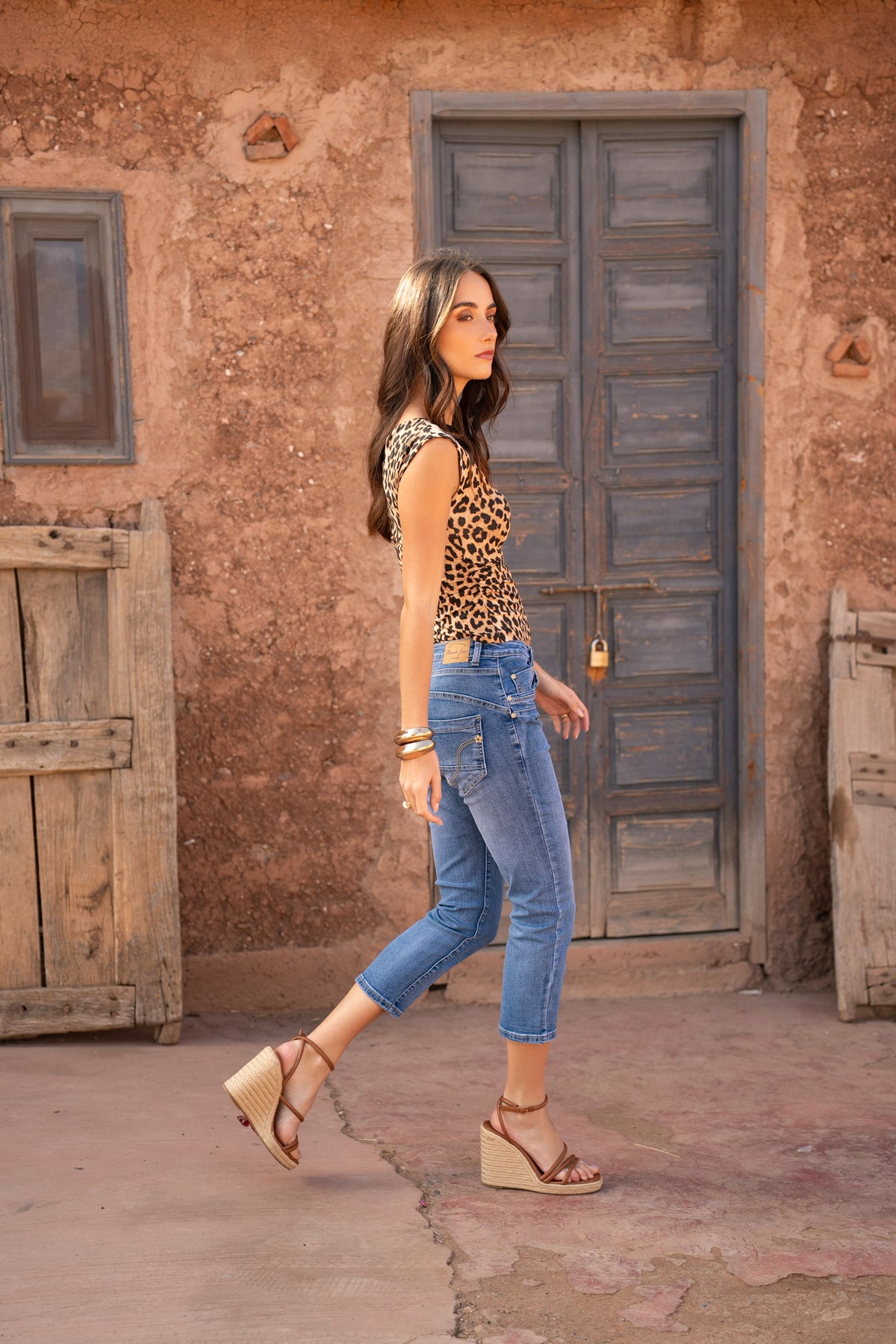 Jean bleu,Pantacourts Jeans Boutons Fantaisies Dorés - Place du jour