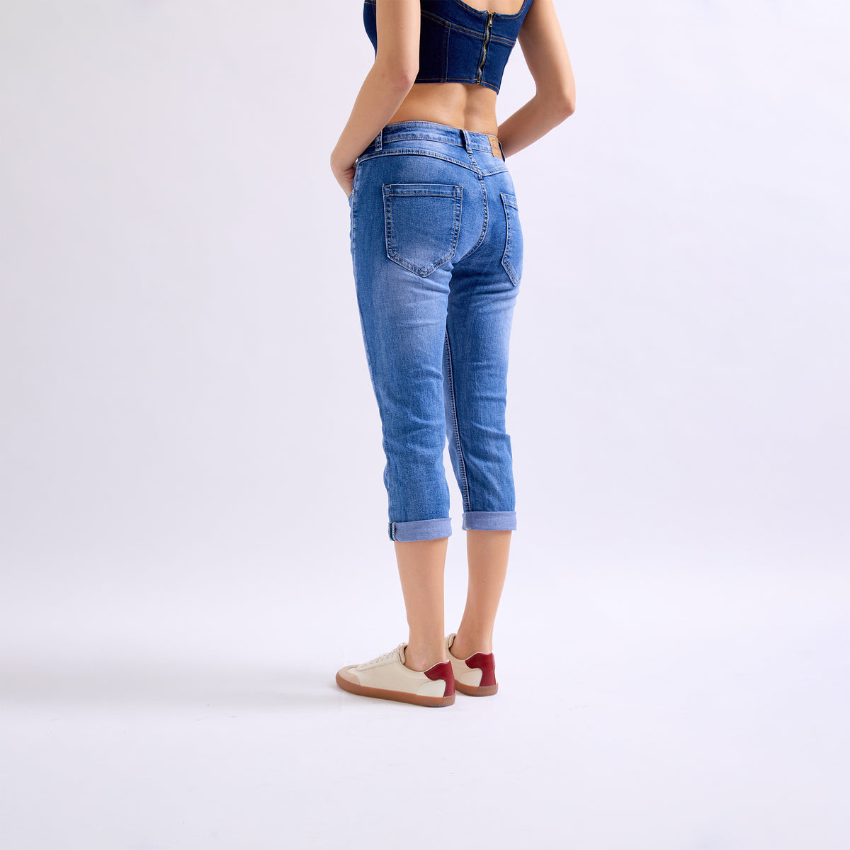 Jean bleu,Pantacourt Jean Boutons - Jean Femme - Place du jour